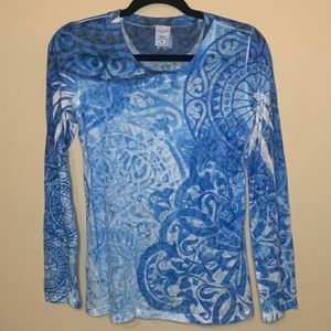Laura Ashley - MED - Blue Long Sleeve Top - Used